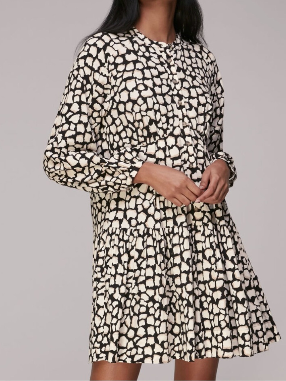 Whistles Giraffe Print Trapeze Dress- long sleeve